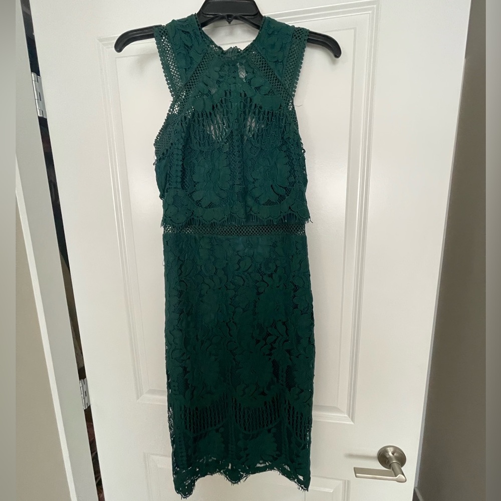 Emerald Green Lace Midi Dress from Lulu’s